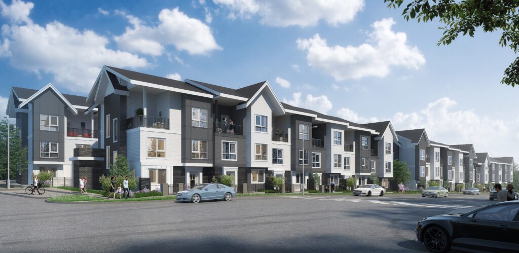 The “Phoenix Central” development is a residential condo and townhouse project in Abbotsford. Design by Group 161 | DF Architecture.