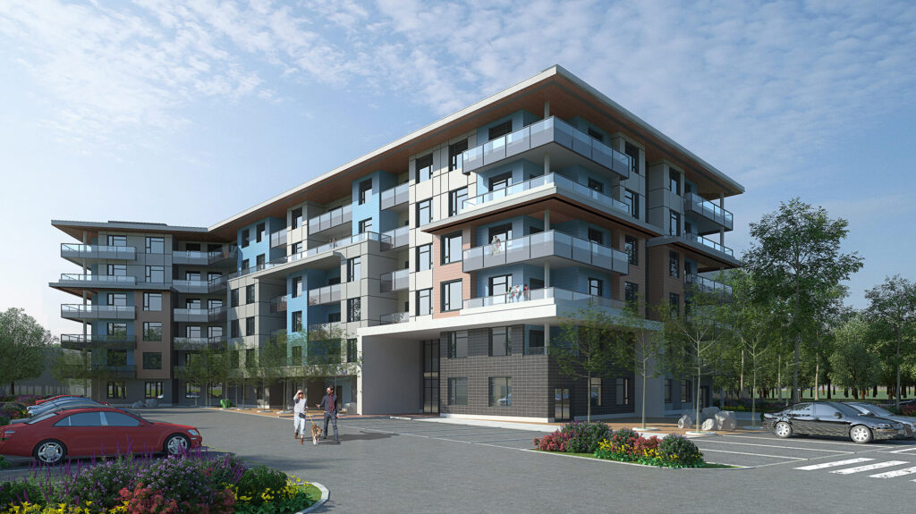 “Pacific Pointe” development is a 104-unit apartment residential building in Kamloops. Design by Group 161 | DF Architecture.