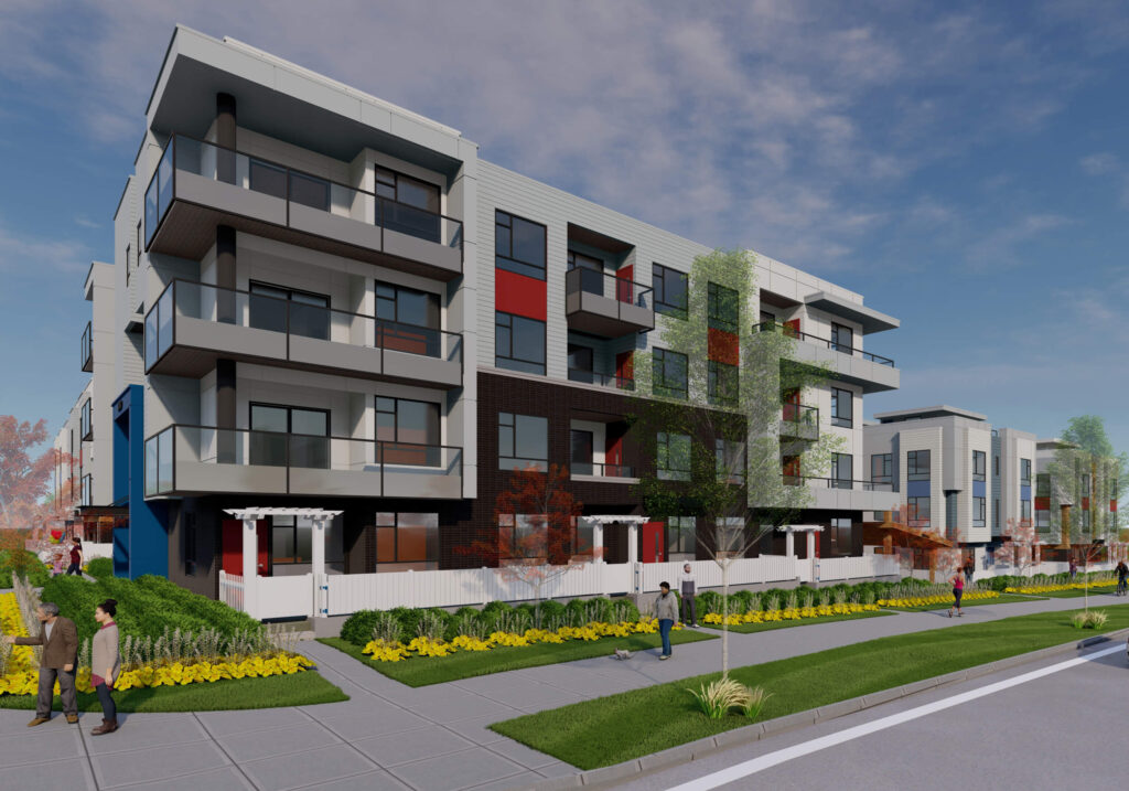 The “Central Gordon” development is a 4-storey residential condo project in Langley. Design by Group 161 | DF Architecture.