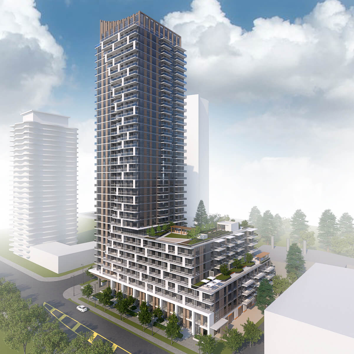 ‘The Sequoia’ development is a mixed-use 36-storey high-rise project located at 133 Street & 104 Avenue, Surrey, British Columbia. Group 161 | DF Architecture | Sequoia, Mixed-Use Development #architecture #project #development #group161 #urbanplanning #highrise