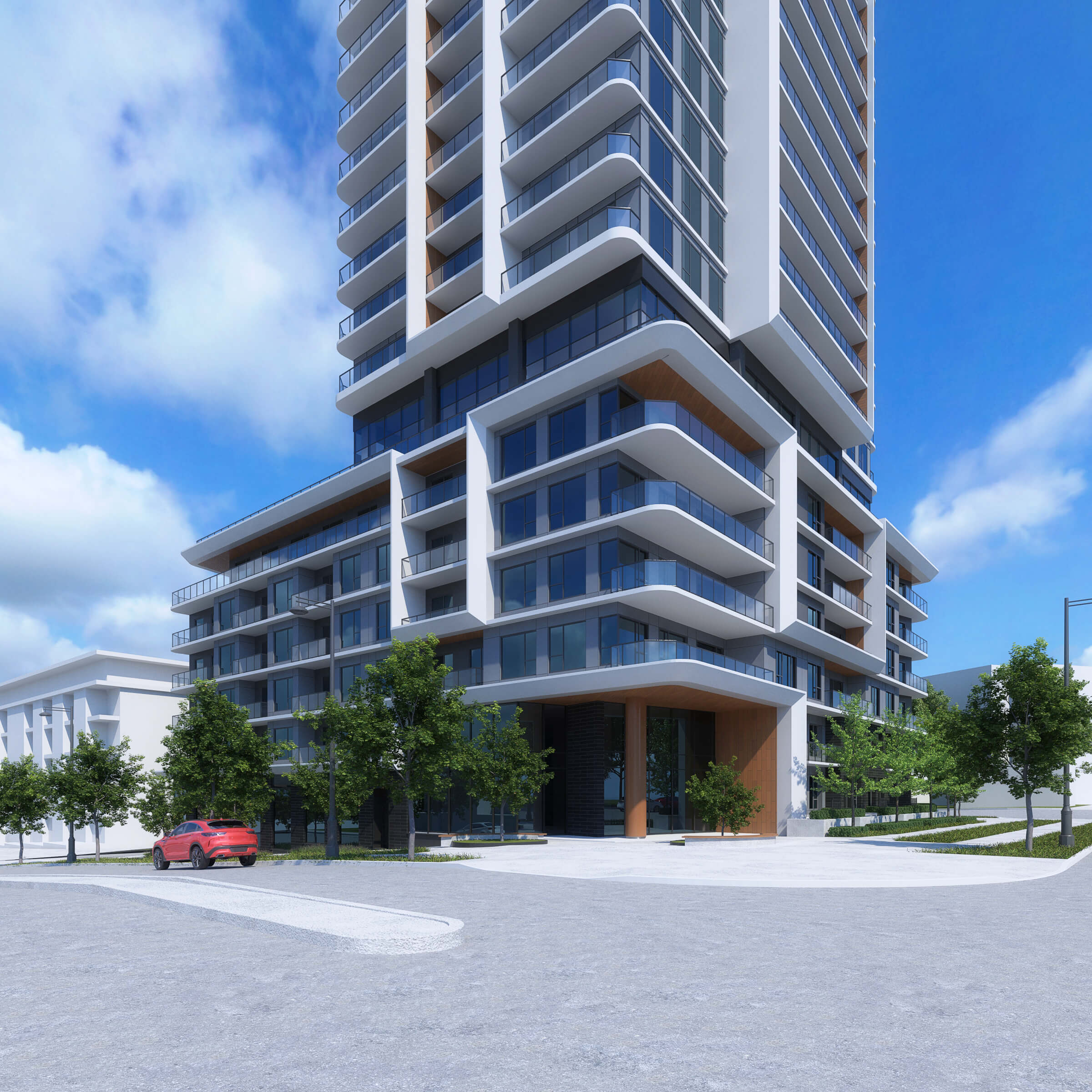 The ‘Laurel Drive” development is a mixed-use, 28-storey high-rise project in Surrey. Design by Group 161 | DF Architecture.